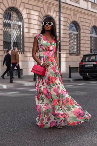 Šifona kleita sievietēm Emmy ar ziedu rakstu