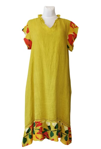 Lina kleita sinepju krāsā